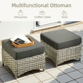 thumbnail image 5 of Ovios Outdoor Patio Ottoman with Cushion Wicker Coffee Table Extra Seat for Garden, Backyard, Porch, or Balcony, 5 of 6