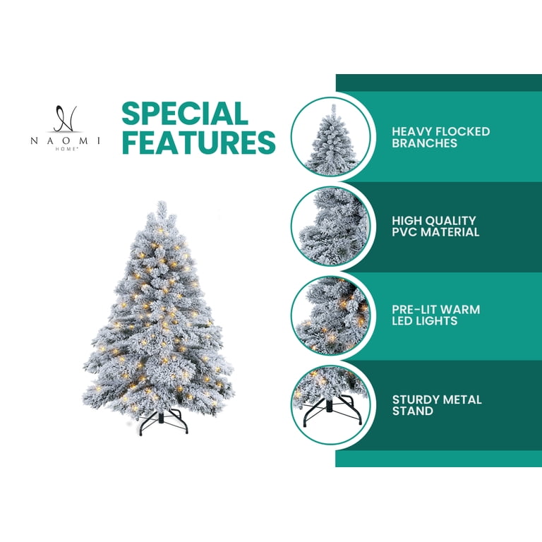 Free Shipping! Brittany 7.5ft Snow Flocked Christmas Tree Prelit