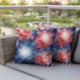 thumbnail image 4 of Independence Day Pillow Covers 2 Pack American Patriotic Fantasy Firework Red Plaid Frame Pillowcase Waterproof Outdoor Throw Pillow Cover for Patio Garden Square Cushion 20”x20”, 4 of 9