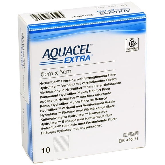 Convatec 420671 Aquacel Extra Hydrofiber Dressing, 2" x 2" (Box of 10)