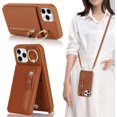 thumbnail image 5 of iPhone 11 Pro Max Case for Women with Card Holder,iPhone 11 Pro Max Phone Case Wallet with Strap,Crossbody Lanyard Cases with Credit Card Slots Kickstand with Ring Holder Stand Case,6.5",Brown, 5 of 13