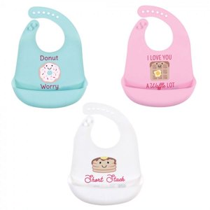 Hudson Baby Silicone Bibs, 3-Pack, Donut Print