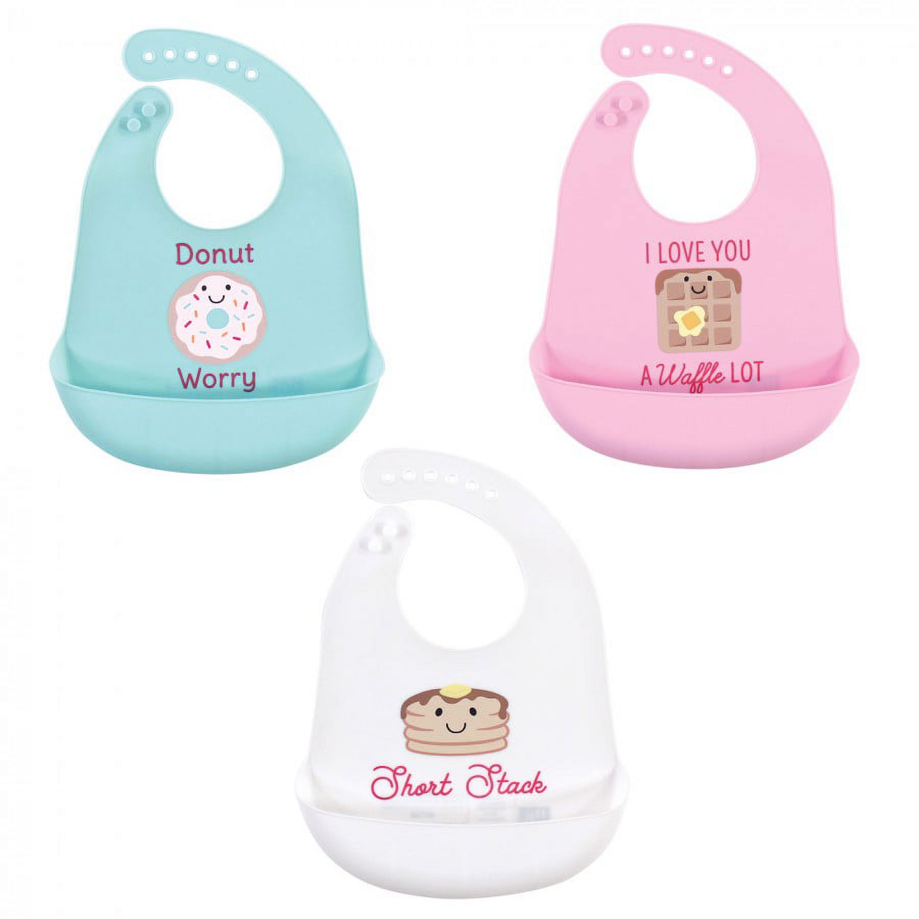 Hudson Baby Silicone Bibs, 3-Pack, Donut Print