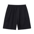 thumbnail image 4 of Boys Casual Cargo Shorts Kids Summer Casual Athletic Elastic High Waist Black Hiking Shorts with Pocket for 5-6 Years, 4 of 4