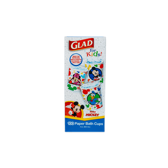 Glad for Kids Disney Mickey and Friends Mini Bath Cups, 3oz, 100 Count