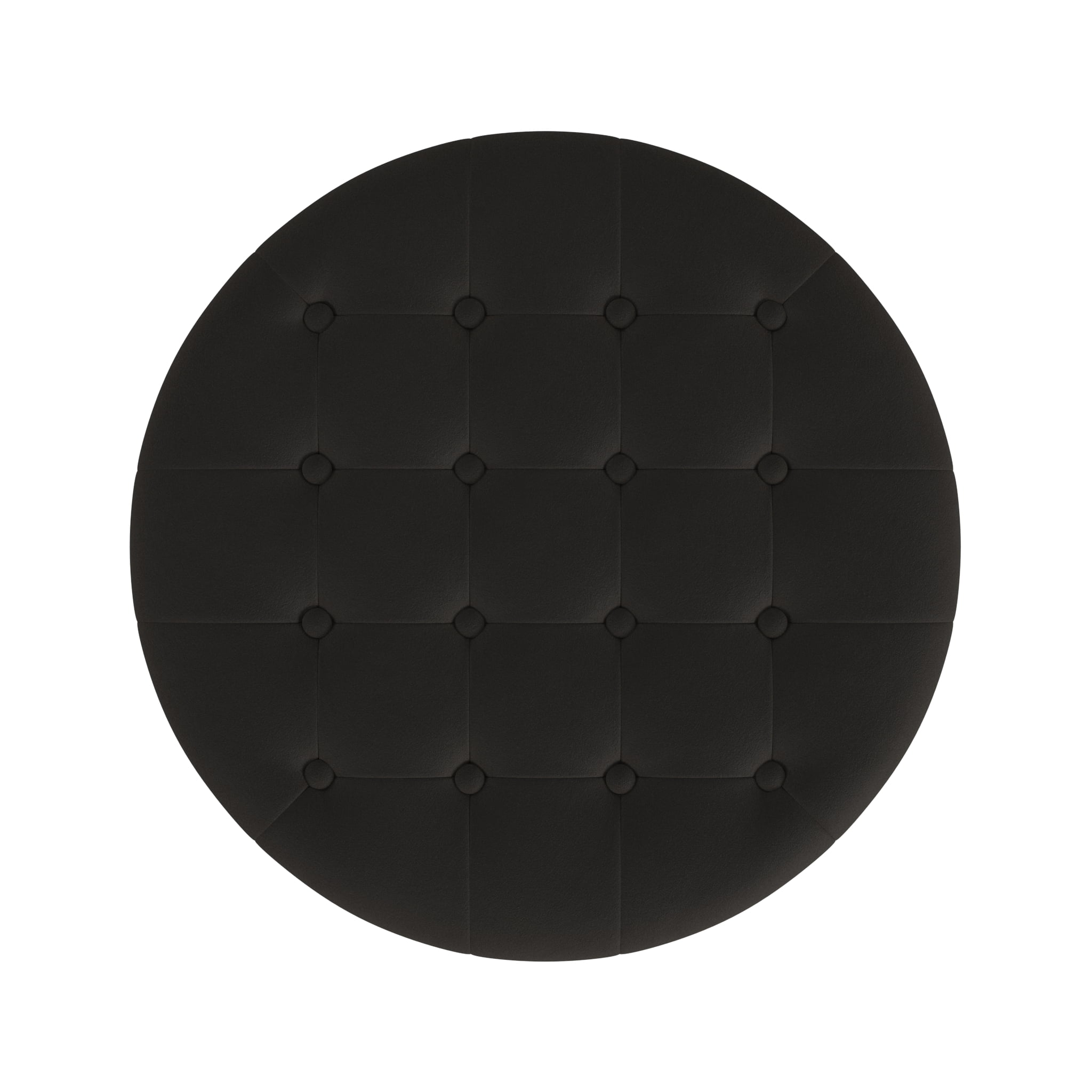 HomePop Large Round Button Tufted Storage Ottoman, Chocolate Brown Velvet