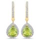 thumbnail image 1 of 18K Yellow Gold Plated 2.09 Carat Genuine Peridot and White Topaz .925 Sterling Silver Earrings QJ Model, 1 of 1