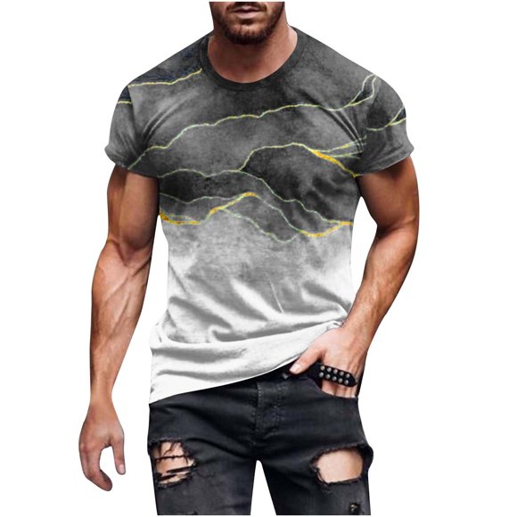 lcziwo Mens Shirt Big and Tall Short Sleeve 3D Print Graphic Tee Shirts Muscle Tops Casual Loose Crewneck Pullover Trendy Clothes 2024
