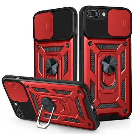 Xilaimitoo for iPhone 8 Case, iPhone 7 Case with Slide Camera Cover, Full Body Military-Grade Case with Upgrade Kickstand for iPhone 8/iPhone7, Red