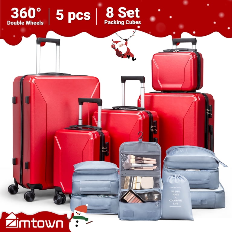 Zimtown 5-Piece Luggage Set with 8 Packing Cubes, Hard Shell