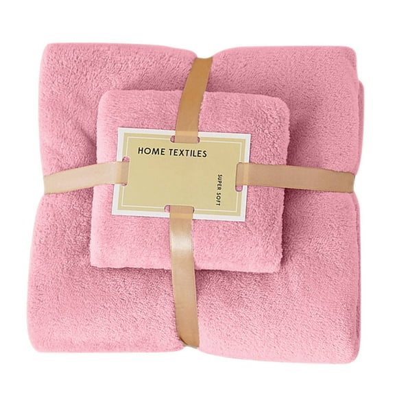 Matoen Oversized Bath Towels Set, Cotton Microfiber Towels, Soft Quick Dry Towels Set Includes 1 Bath Towel & 1 Face Towel - Pink