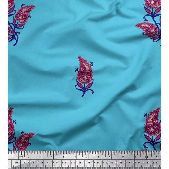 Soimoi Viscose Chiffon Fabric Artistic Leaves Decor Fabric Printed Yard 42 Inch Wide