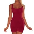 thumbnail image 5 of QUYUON Women Yoga Rompers Ladies Crew Neck Sleeveless Tank Tops Bodysuits Jumpsuits Shorts Exercise Sports Rompers Female One-Piece Jumpsuits Short Pants, Style 646 Wine S, 5 of 5