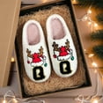 thumbnail image 4 of Christmas Slippers for Men Size 6 Fuzzy Cute Outdoor Indoor Slippers Xmas Santa Reindeer Letter Print Fashion Winter Shoes (Red & White, Q), 4 of 6