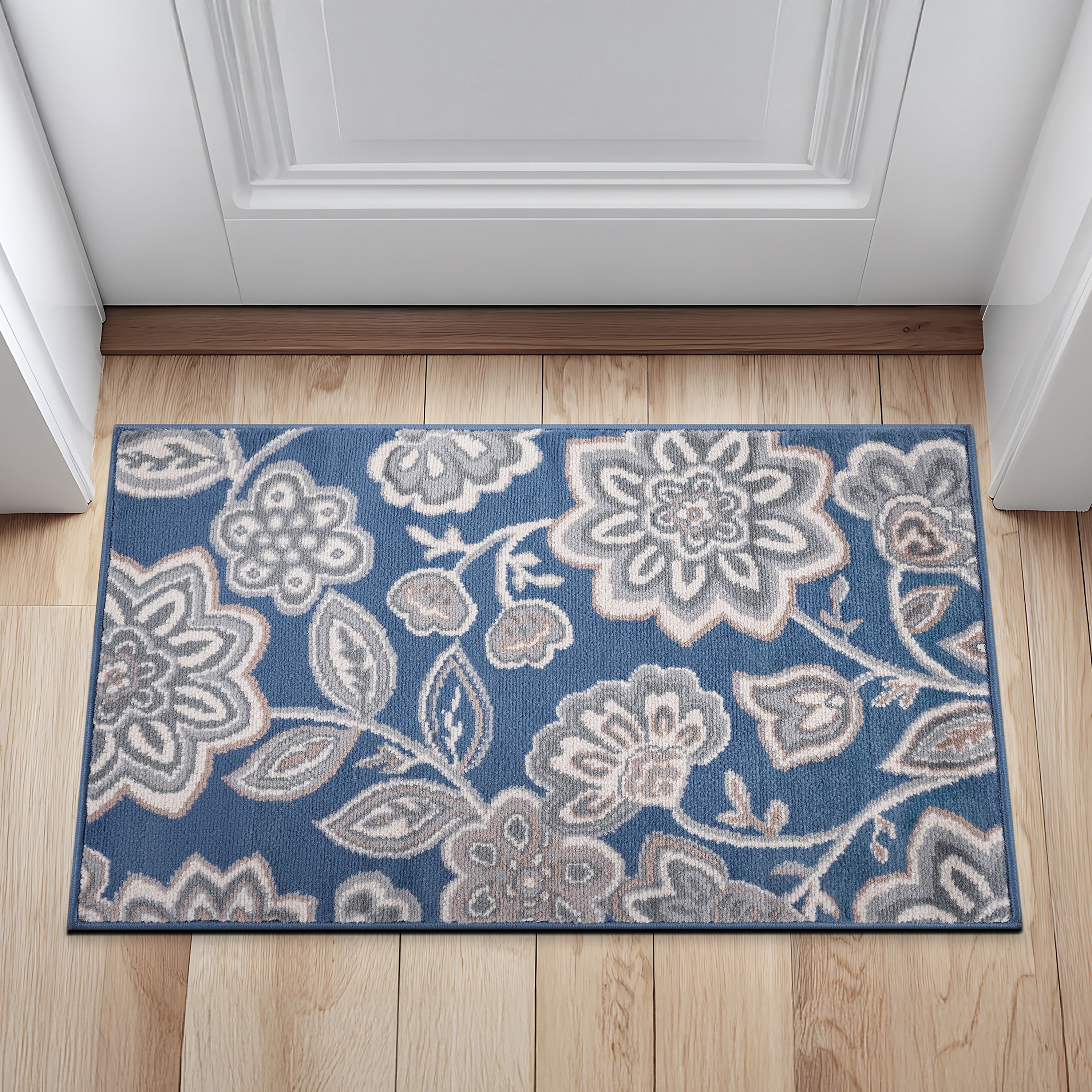 Madison Transitional 2' x 3' Navy and Cream Polypropylene Indoor Area Rug
