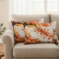 thumbnail image 2 of Orange Maple Leaves Fall Outdoor Waterproof Pillow Covers, Fox Pumpkins Vintage Beige Rustic Decorative Rectangle Throw Pillowcase Sofa Cushion Sham for Patio/Couch/Chair, 20"x12" 2 Pack, 2 of 8