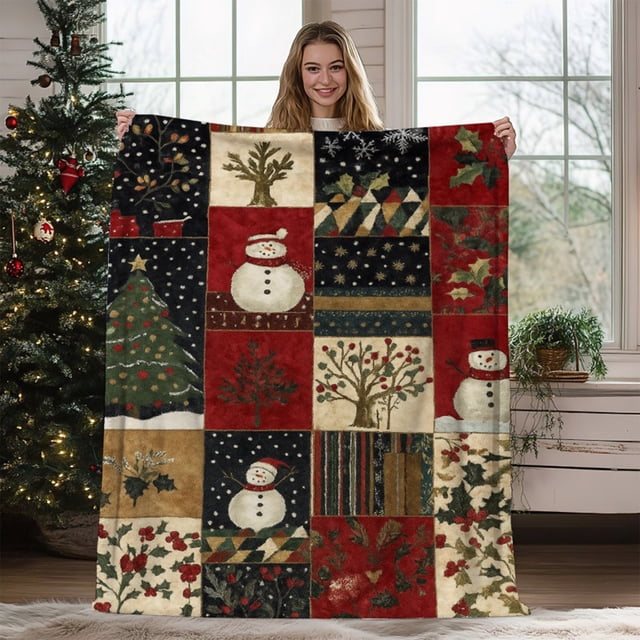 Manta Navideña Súper Suave de Franela | Manta Cálida de Invierno | Decoración Navideña para Sofá o Cama | 200 X 150 Cm | Poliéster | Multicolor | 1 Unidad