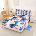 thumbnail image 2 of Castle Fairy Watercolor Vertical Stripe Fish Coral King Sheets 4pcs,Tropical Reef Shell Pastel Print Bedding,Orange Blue,1 Fitted Sheet,1 Flat Sheet and 2 Pillowcases, 2 of 6