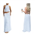 thumbnail image 3 of Conjunto de Dos Piezas de Falda Larga para Mujer, con Cuello Halter, Espalda Descubierta y Falda Larga para Salir de Verano. Azul XXL, 3 of 7
