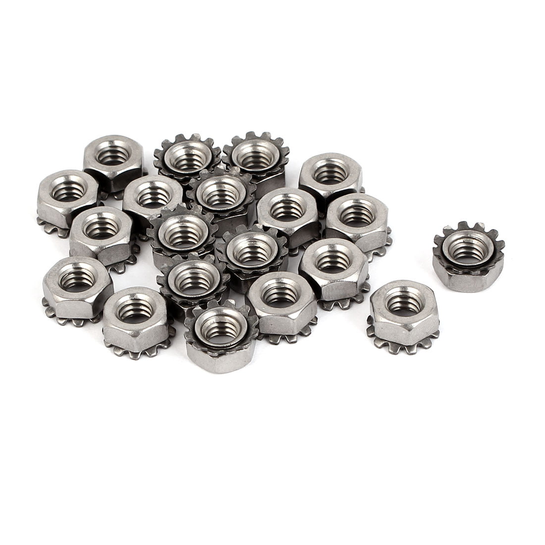 10-24 304 Stainless Steel Female Thread Kep Hexagon Head Nut 100pcs