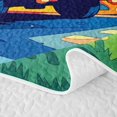 thumbnail image 5 of Castle Fairy Cartoon Fire Truck Twin Quilt Set,Night Flame Print Twin Coverlet Set for Bedroom,Red Blue, 5 of 7