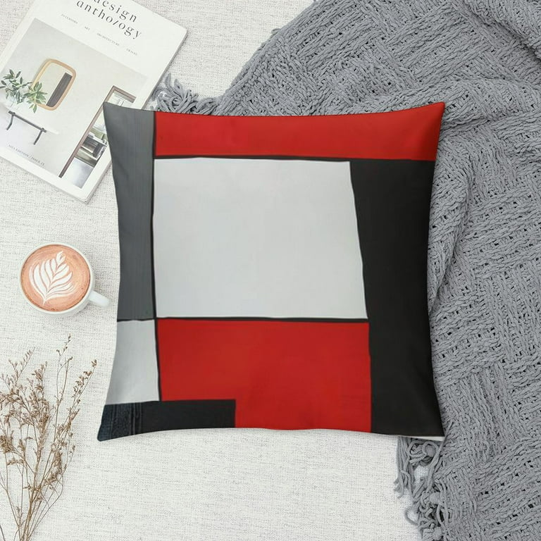 Square Red And White Geometric Decorative Throw Pillow Cover Square Red And White Geometric Decorative Throw Pillow Cover