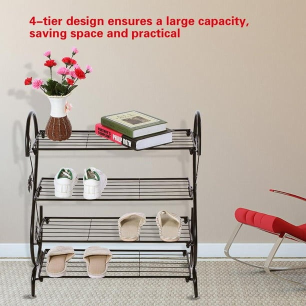 Greensen Metal Shoe Rack, Iron Shoe Shelf,4Tier Vintage Metal Iron