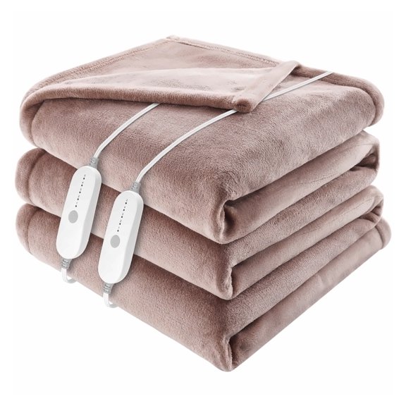 Electric Heated Blanket 100x90 King Size, Flannel Throw with Timer