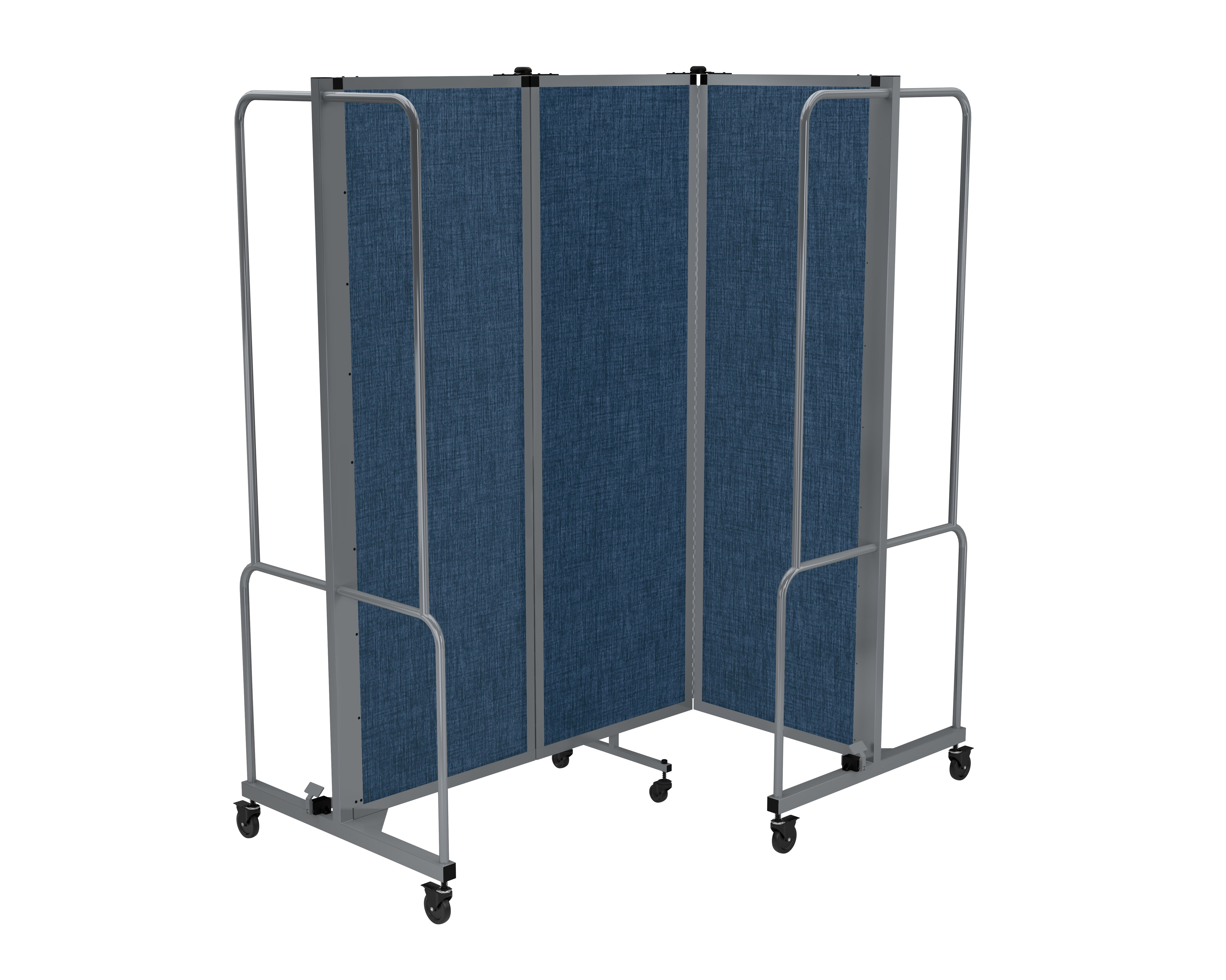 Hampden Furnishings Otis Collection Portable Room Divider, 3 Blue Panels, Grey Frame