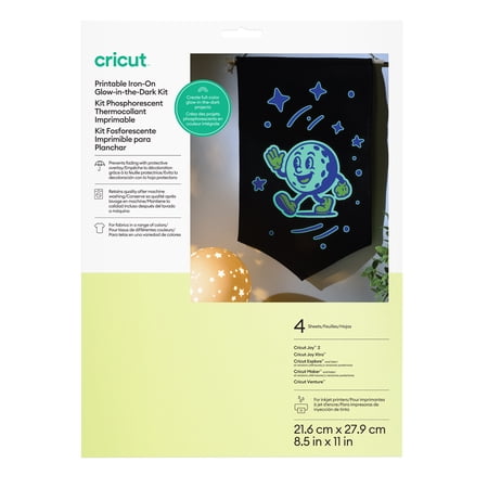 Cricut® Printable Iron-On Glow in the Dark Kit – 8.5 in x 11 in (4 ct)