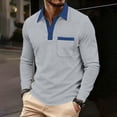 thumbnail image 4 of Men's Waffle Knit Long Sleeve Golf Shirt Contrast Collared T-Shirts Lightweight Breathable Stretch Performance Quick Dry Business Casual Tops with Chest Pocket, 4 of 10