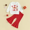 thumbnail image 3 of Fortune 6M-3Y Baby Girls Christmas Outfits Santa Print Long Sleeve Sweatshirt Solid Color Flared Pants Set, 3 of 7