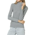 thumbnail image 2 of UKAP Ladies Tunic Blouse Long Sleeve Jumper Top Solid Color Knit Tops Slim Fit Work Sweater Gray S, 2 of 3