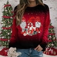 thumbnail image 2 of VALMASS Long Sleeve Sweatshirt for Women Plus Size Crewneck Xmas Gnome Print Tops Christmas Casual Cozy Blouses (L, Red-K), 2 of 5