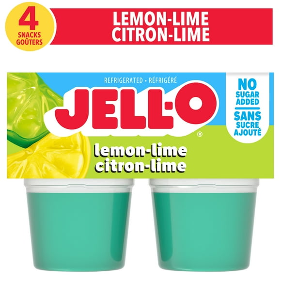 Jell-O Refrigerated Gelatin Snacks, Lemon Lime, 4 Cups x 89g