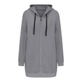 thumbnail image 4 of iHPH7 Womens Zip Up Hoodies Travel Hoodie Oversized Hoodies for Women Casual Outerwear Long Hoodies for Women Zip Up Fall Jacket Fall Outfits Gray 3XL, 4 of 9