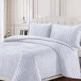 thumbnail image 2 of Lugano Honeycomb Velvet Oversized Solid Quilt Set White Queen 3 Piece, 2 of 5