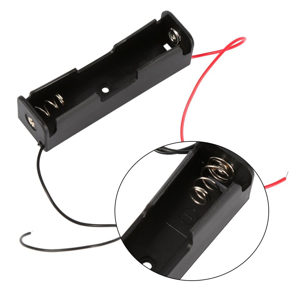 Portable Size Plastic Battery Storage Case Box Holder for 1 x 18650 Battery Black with 6 Inch Wire Leads Black Accessory