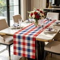 thumbnail image 6 of 4th of July Red White Blue Plaid Table Runner, Independence Day Patriotic Checkered Polyester Linen, Holiday Decor for Dining Kitchen Table, 6 of 7