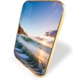 thumbnail image 2 of 12x8 In Framed Summer Ocean Waves Coconut Trees on Sands Wall Art Decor with Black Frame and Sea view Landscape Artwork For Home Office Decorations, Crystal Porcelain Painting Wall Decor, 2 of 8