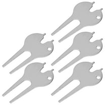 HONMEET Golf Hole Maintenance Tools Divot Fork Metal Silver 5Pcs with Portable Design