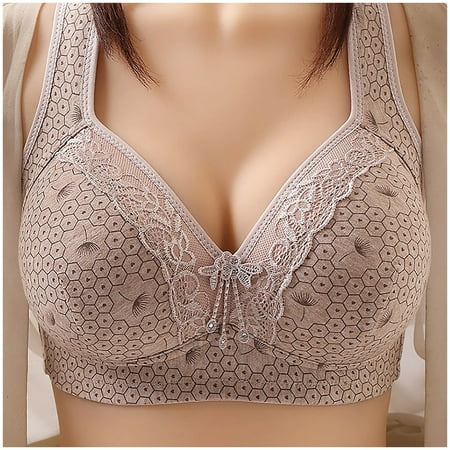 

Bras Lightweight For Womnen Lace Back Button Shaping Cup Adjustable Shoulder Strap Plus Size Underwire Underwaist Full Coverage Wireless Underwaist For Everyday Comfy