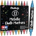 thumbnail image 1 of Marcadores Chalkola de Tiza con Punta Doble para Pizarras 10 Colores Metálicos, 1 of 9