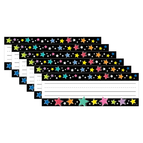 Creative Teaching Press Star Bright Colorful Stars on Black Name Plates, 36 Per Pack, 6 Packs
