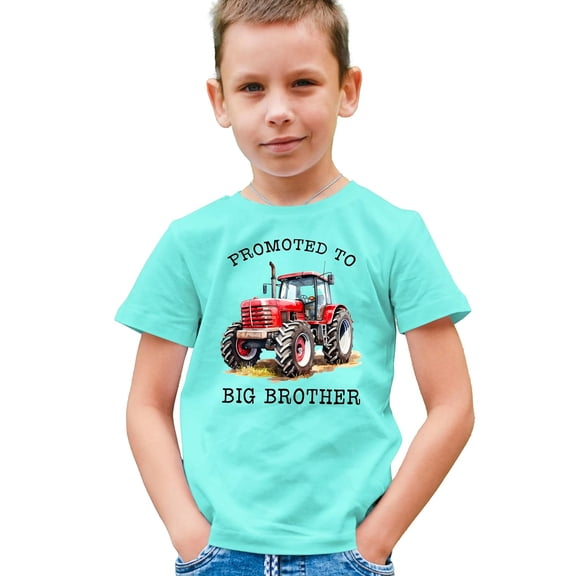 Promoted to Big Brother Red Tractor Shirt for Boys Farm Sibling Reveal Pregnancy Announcement Tee Chill Shirt 4T