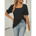 thumbnail image 3 of SIEANE 2023 Women’s Tops Casual Puff Short-Sleeve Basic Tunic Tee Square Neck T Shirts Loose Fit, 3 of 5