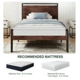 thumbnail image 5 of Amolife Twin Size Bed Frame, Heavy Duty Metal Platform Bed with Wooden Headboard & Footboard, No Box Spring Needed, Mahogany, 5 of 7