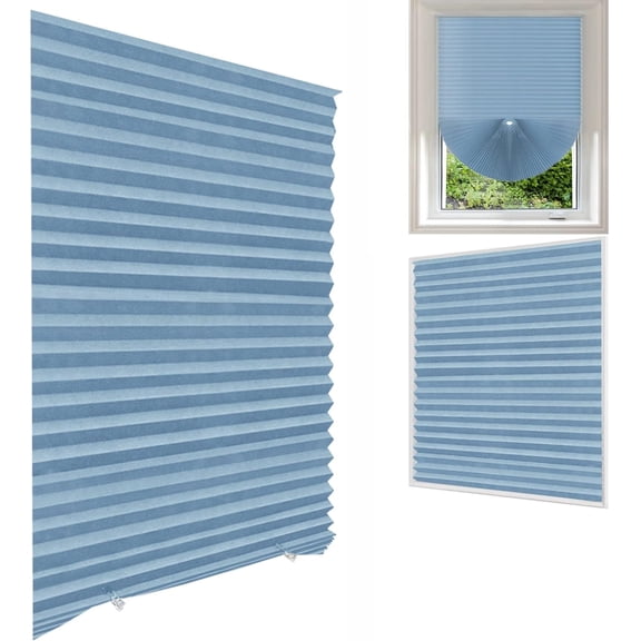 Temporary Window Blinds, Pleated Window Shades Cordless Fabric Shades Light Filtering Fabric Blinds for Windows,Easy to Cut and Install