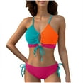 thumbnail image 2 of Traje de baño para mujer, moda femenina, bikini de dos piezas con tirantes en contraste de color dividido, trajes de baño para mujer, conjuntos de bikini para mujer, trajes de baño bikini para mujer, 2 of 7