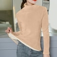 thumbnail image 2 of Lovskoo 2024 Women's Winter Fleece Sherpa Lined Crewneck Pullover Sweatshirt Basic Bottom Top Khaki, 2 of 4